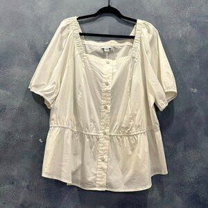 LIZ CLAIBORNE White short-sleeve blouse size 2X